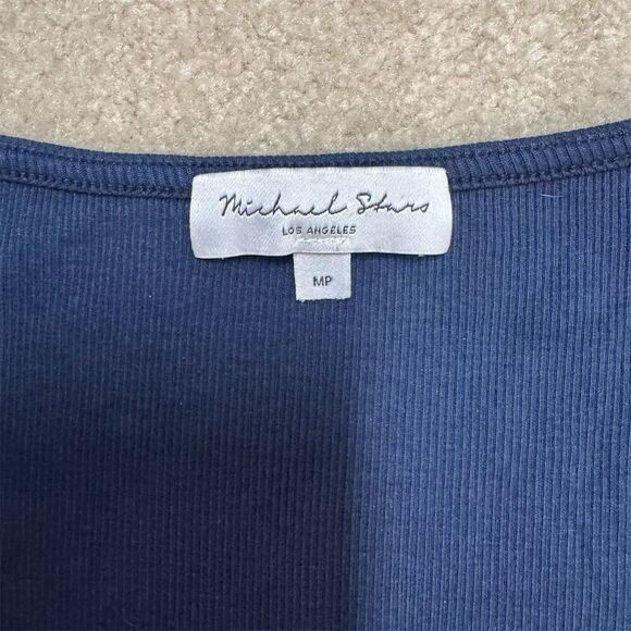 NWOT Michael Stars Women's Petite Navy Faux Wrap Knee Length Dress - Picture 4 of 5